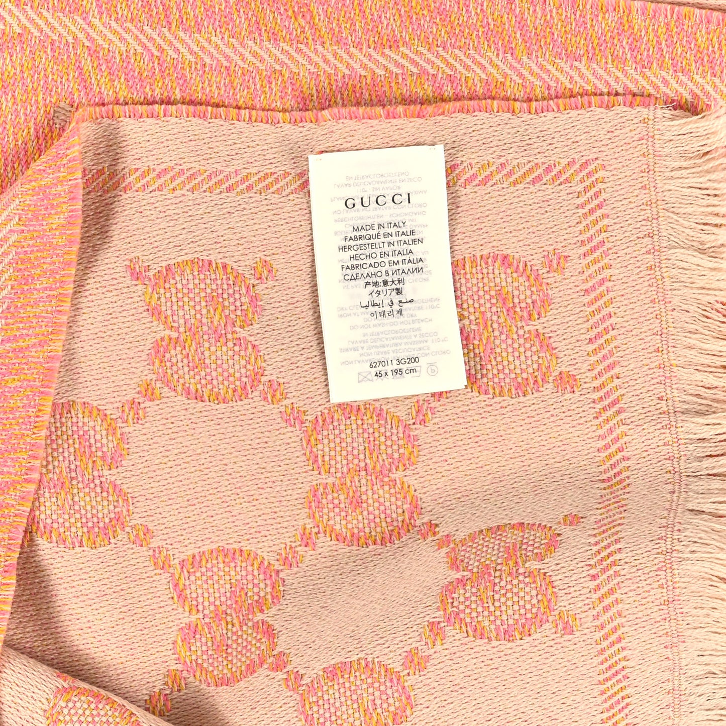 Wool Jacquard Monogram Jumbo GG Lady Moul Nest Scarf Pink Beige