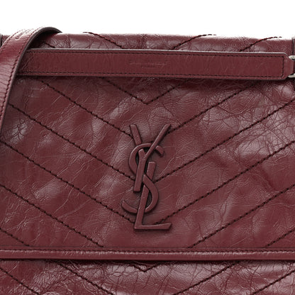 Saint Laurent Crinkled Calfskin Matelasse Monogram Medium Niki Chain Satchel Rouge Legion 8 of 12
