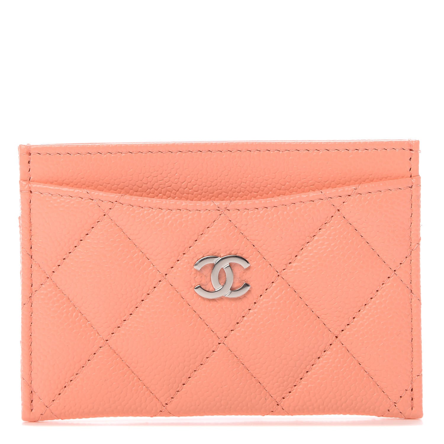 Chanel Caviar Quilted Card Holder Coral 1 of 9