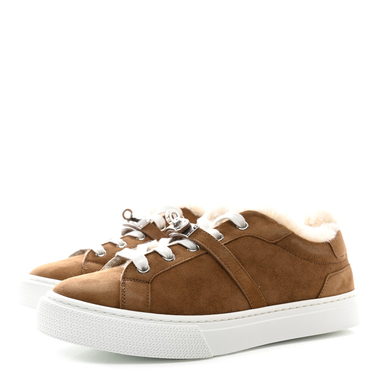 Suede Goatskin Shearling Day Sneakers 36 Brun Fume Ecru