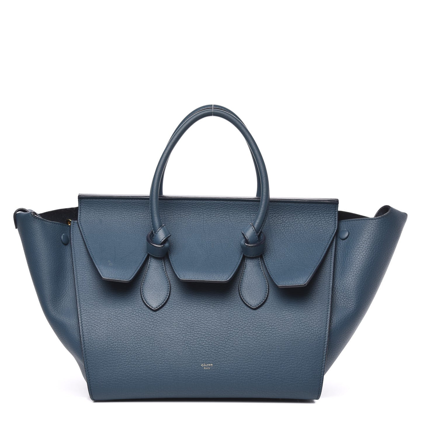 Crisped Calfskin Small Tie Knot Tote Metallic Blue