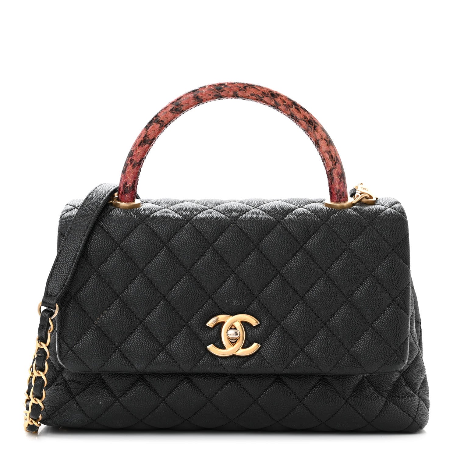 Chanel Caviar Elaphe Quilted Small Coco Handle Flap Black 1 of 13