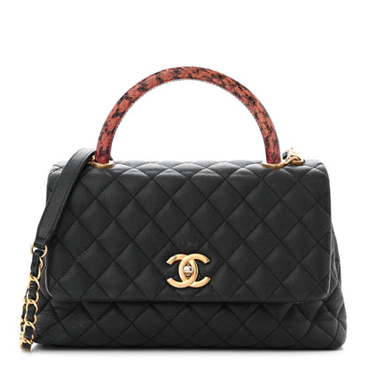 Chanel Caviar Elaphe Quilted Small Coco Handle Flap Black 1 of 13