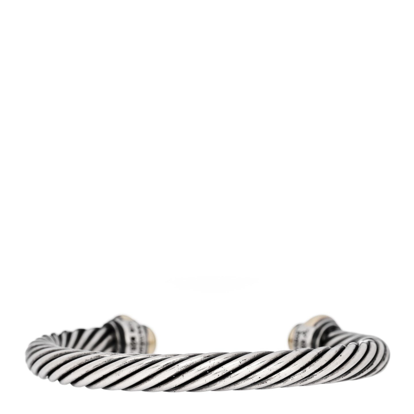 Sterling Silver 14K Yellow Gold 7mm Cable Classics Dome Bracelet