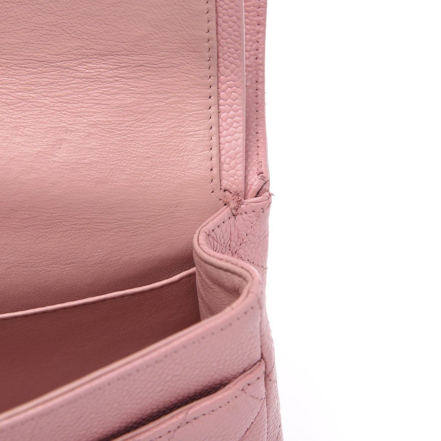 Caviar Quilted Medium Double Flap Pink