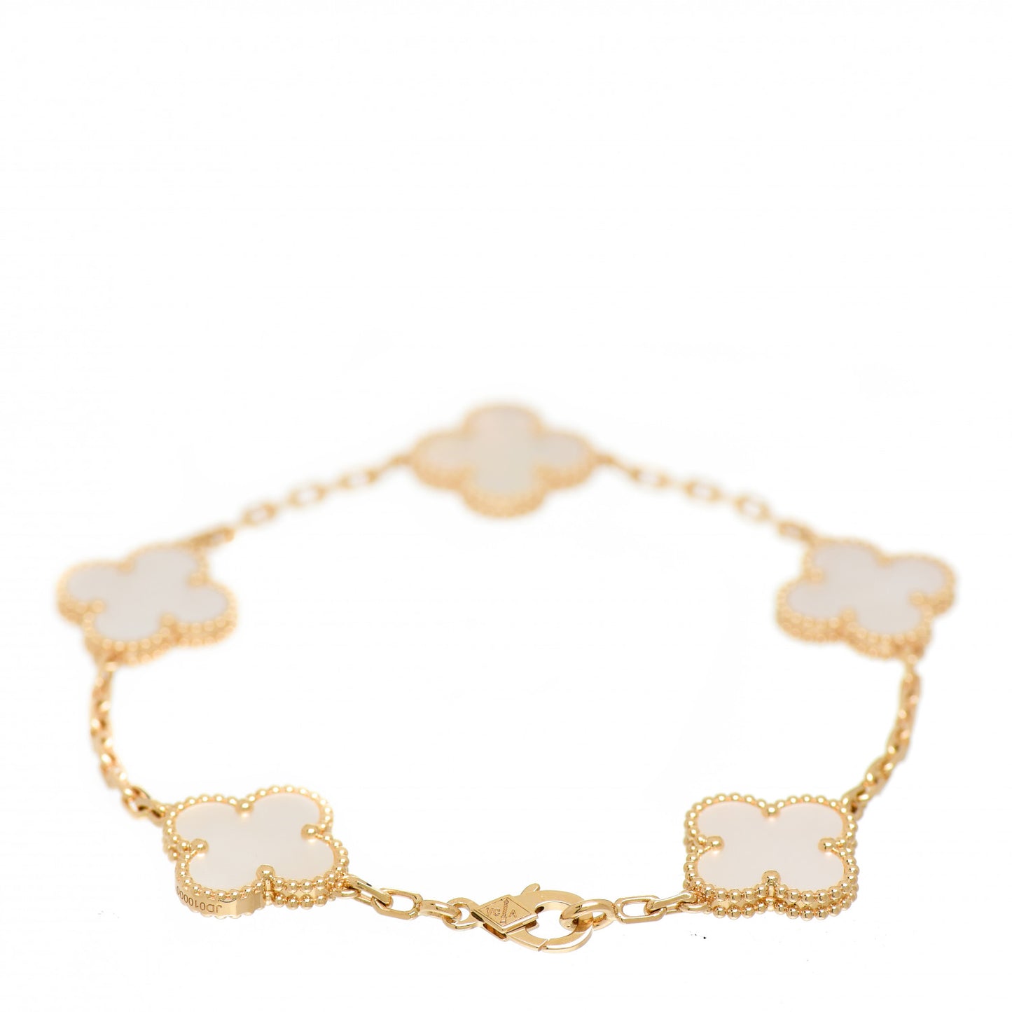 18K Yellow Gold Mother of Pearl 5 Motifs Vintage Alhambra Bracelet