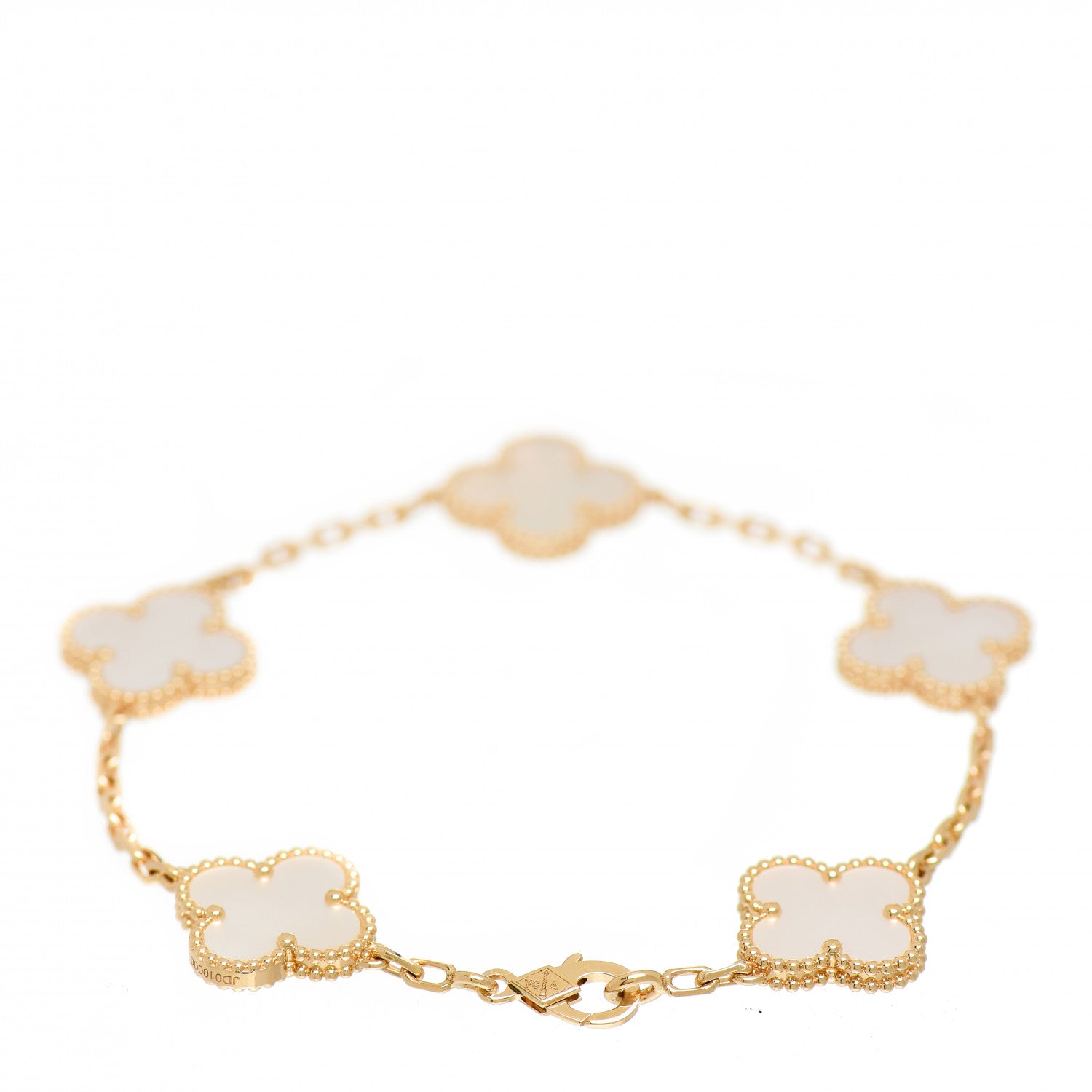 Van Cleef & Arpels 18K Yellow Gold Mother of Pearl 5 Motifs Vintage Alhambra Bracelet 2 of 6
