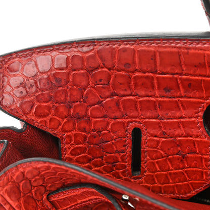Hermes Matte Porosus Crocodile Birkin 30 Rouge H 14 of 17