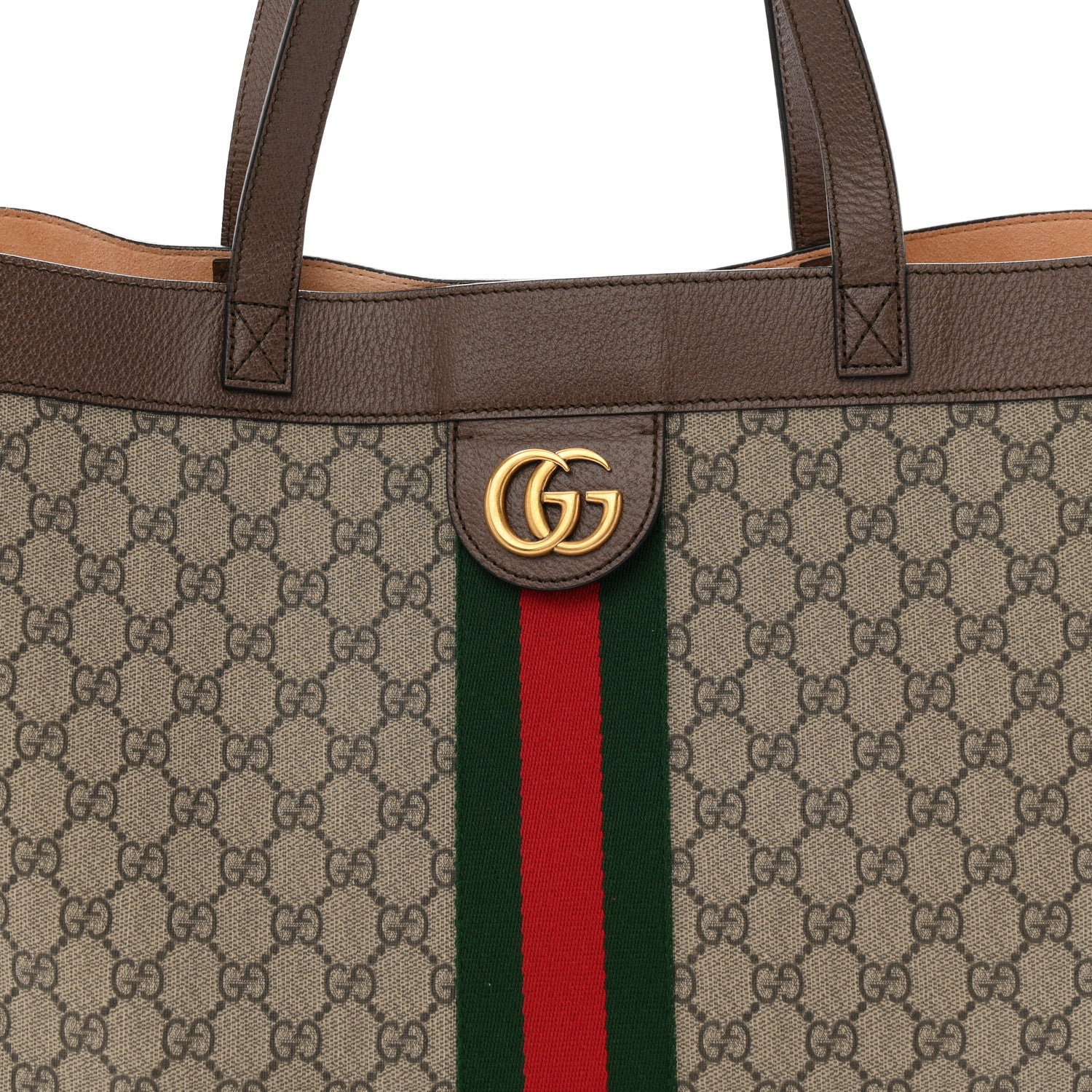 Gucci Gg Supreme Monogram Web Ophidia Tote Brown 9 of 12