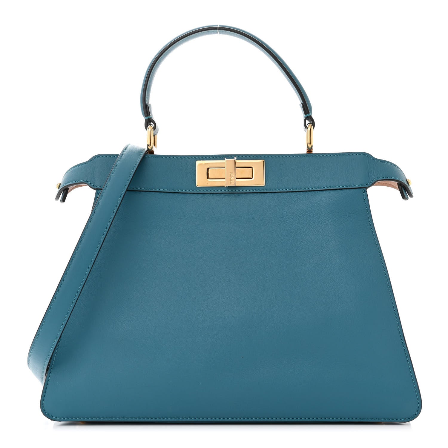 Fendi Vitello Seta Shiny Nappa Medium Peekaboo I SEE U Satchel Blue Velvet Light Rose 1 of 11