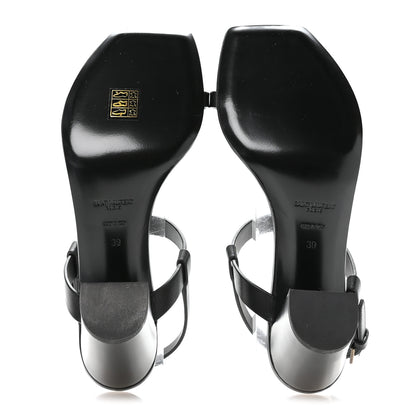 Saint Laurent Calfskin Cassandra Sandals 39 Black 6 of 8