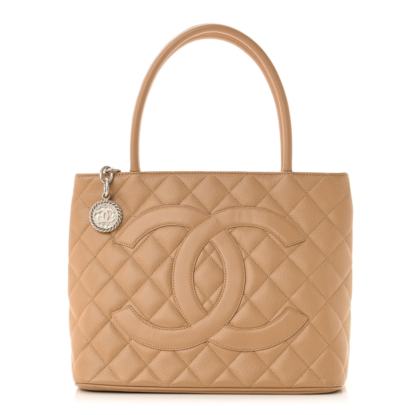 Caviar Quilted Medallion Tote Beige