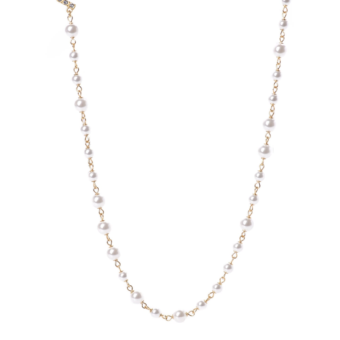 Pearl Crystal 90's Icon CC Necklace Gold