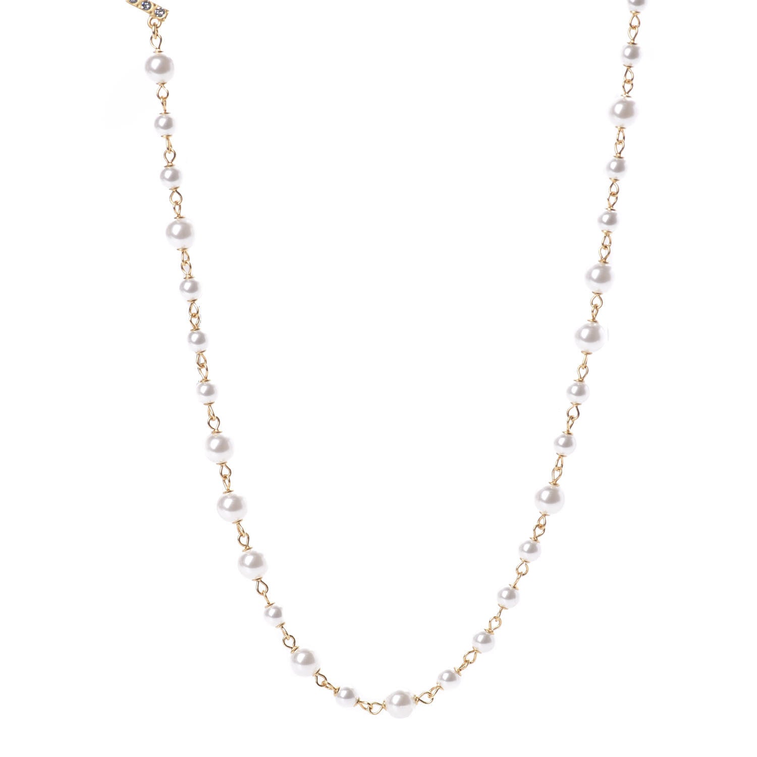 Chanel Pearl Crystal 90's Icon CC Necklace Gold 4 of 8
