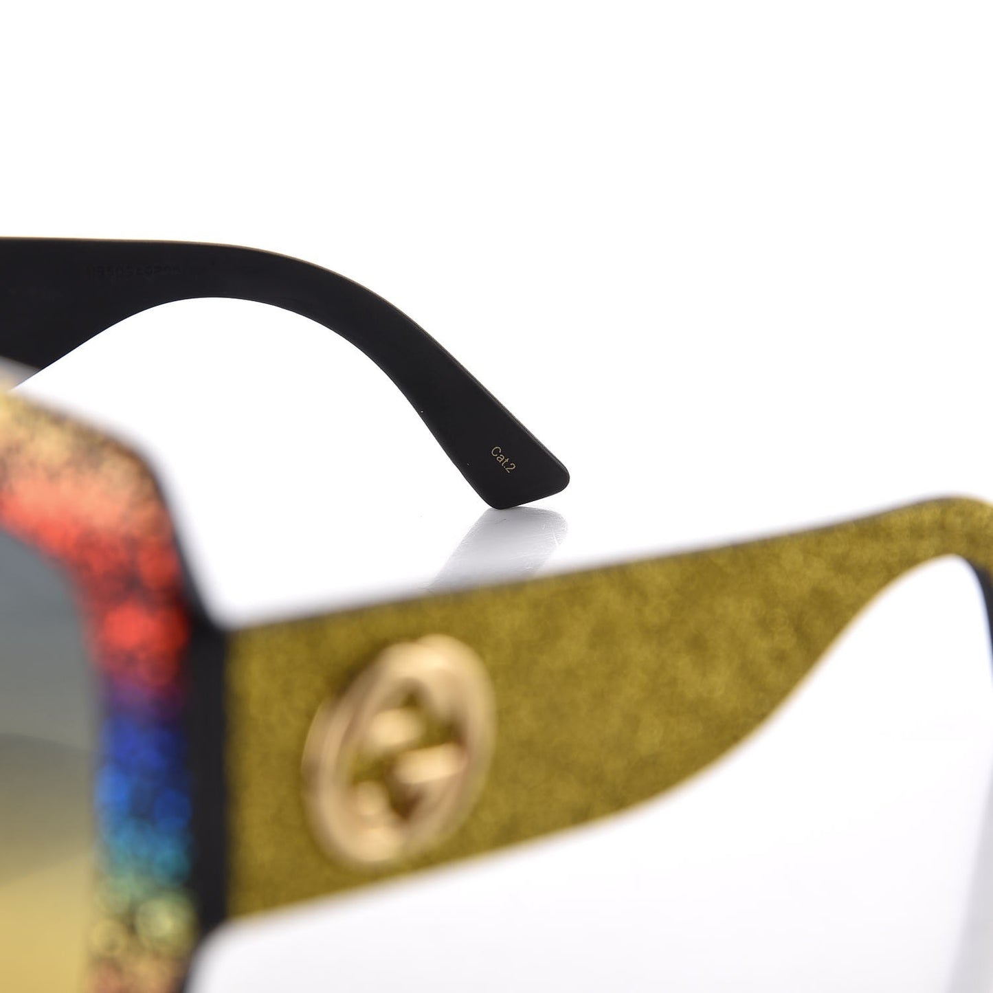 Square Frame GG0102S Sunglasses Glitter Gold Multi
