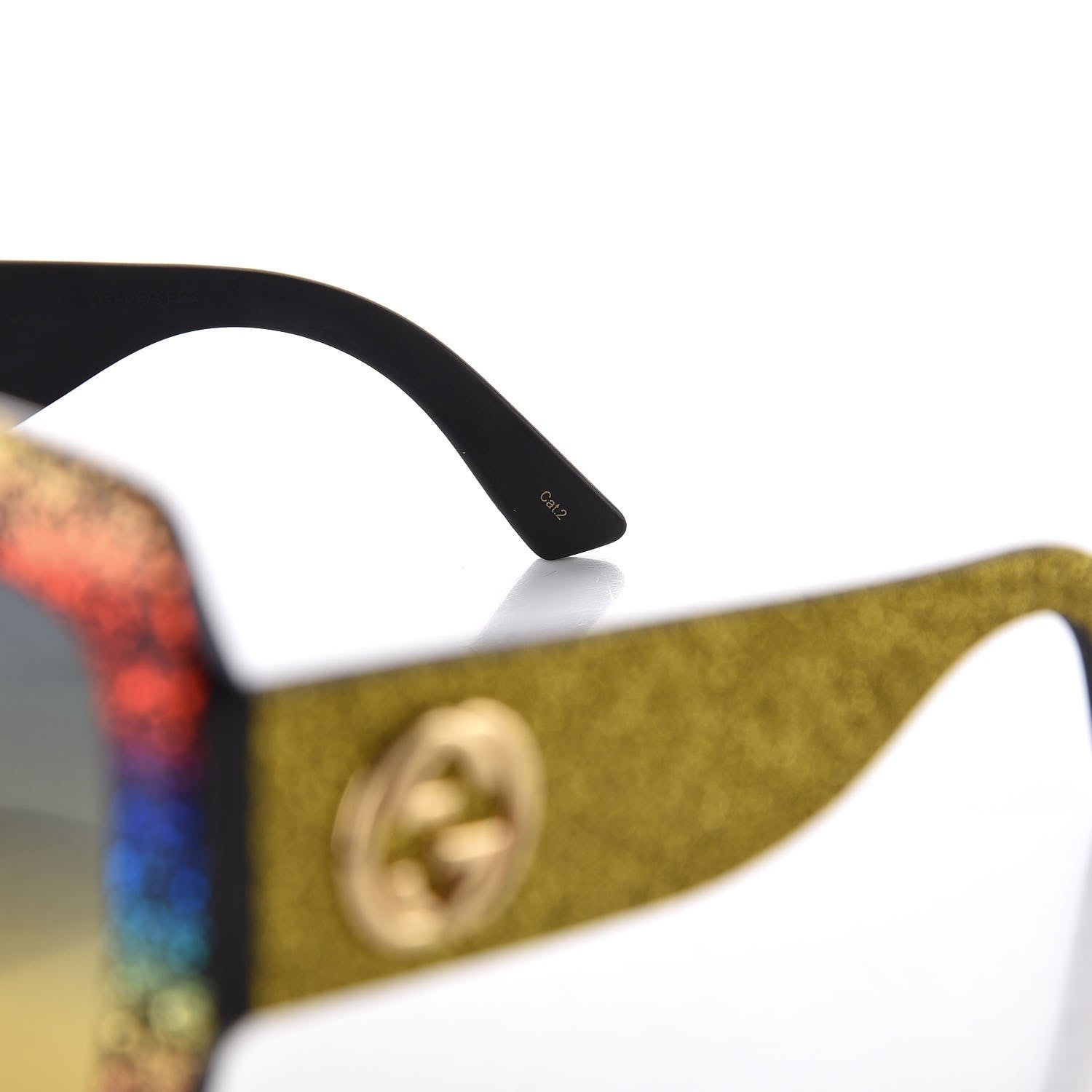Gucci Square Frame GG0102S Sunglasses Glitter Gold Multi 6 of 9
