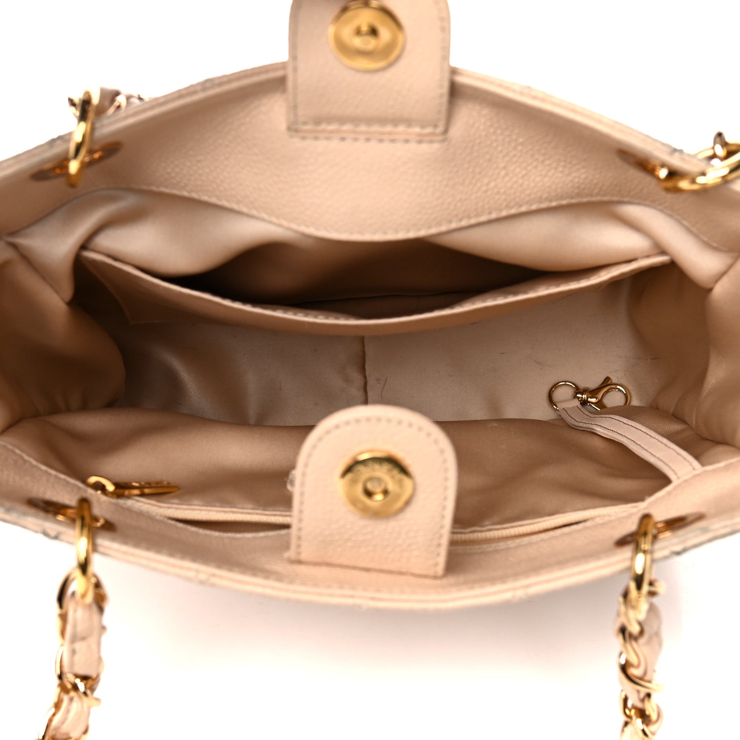 Caviar Quilted Petit Shopping Tote PST Beige Clair