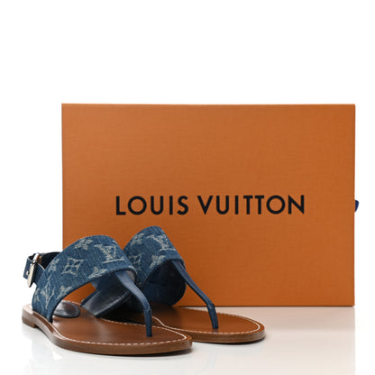 Louis Vuitton Monogram Denim Starboard Flat Thong Sandal 35 Blue 9 of 9