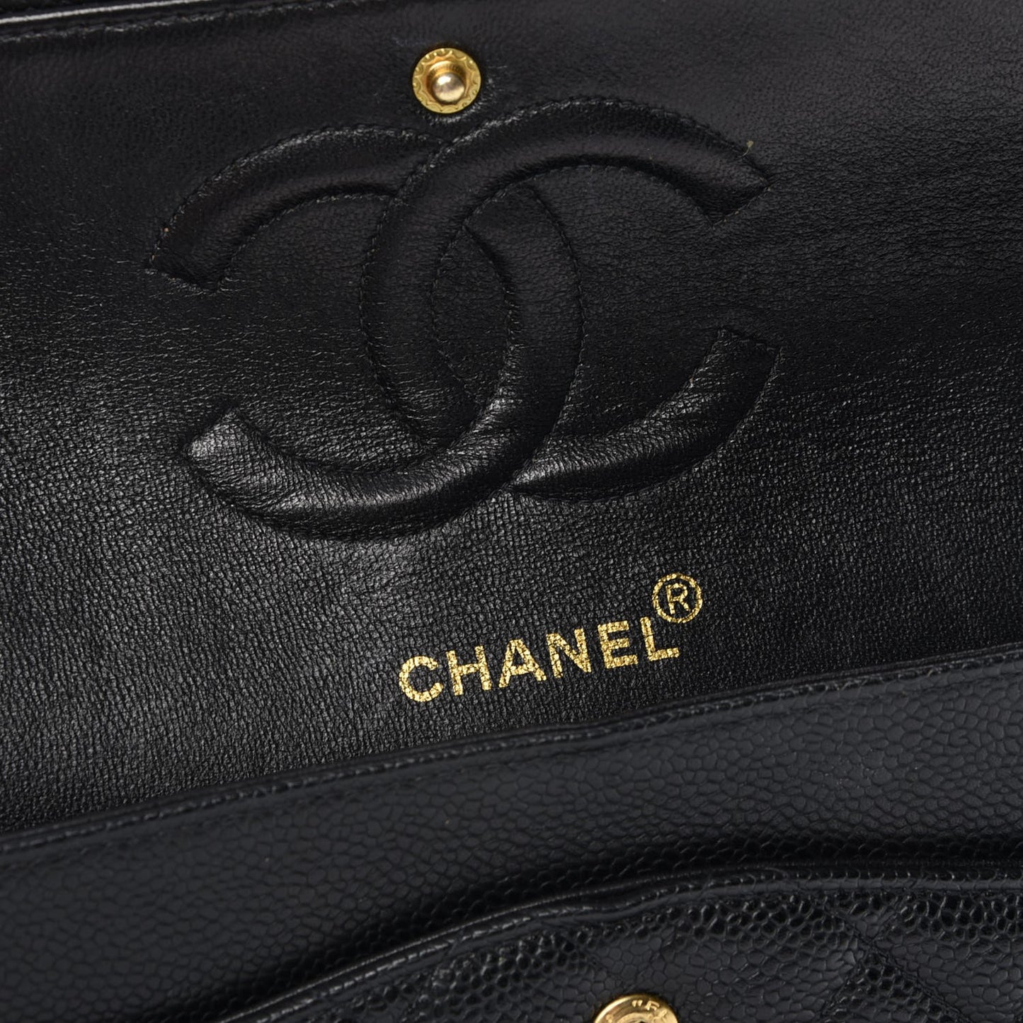 Caviar Quilted Medium Double Flap Black