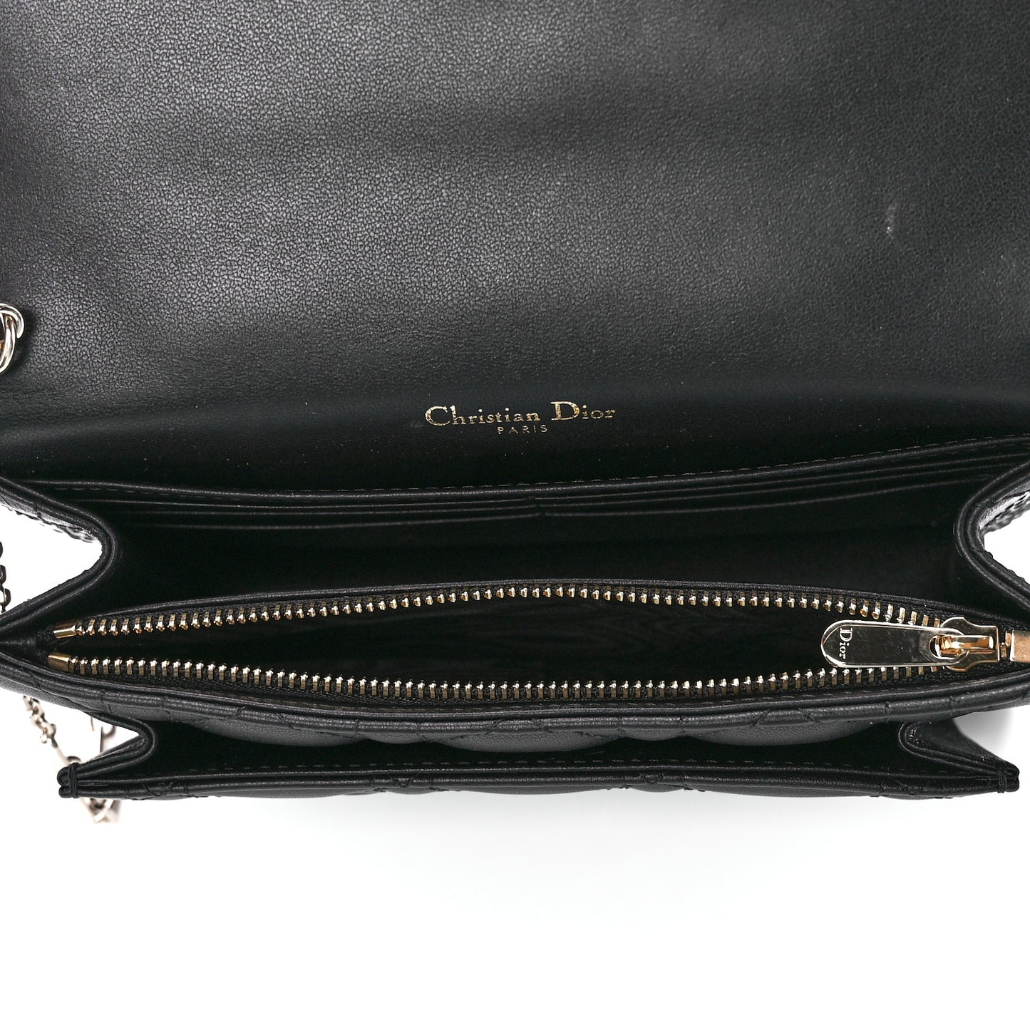 Lambskin Cannage Lady Dior Chain Pouch Black