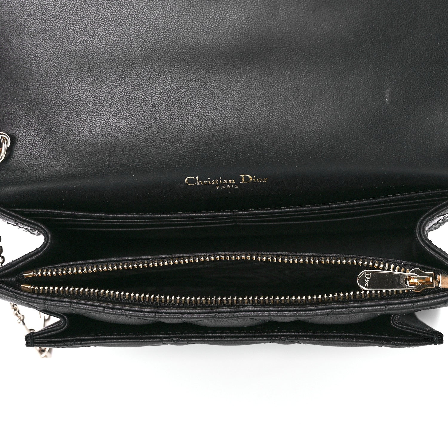 Christian Dior Lambskin Cannage Lady Dior Chain Pouch Black 5 of 12