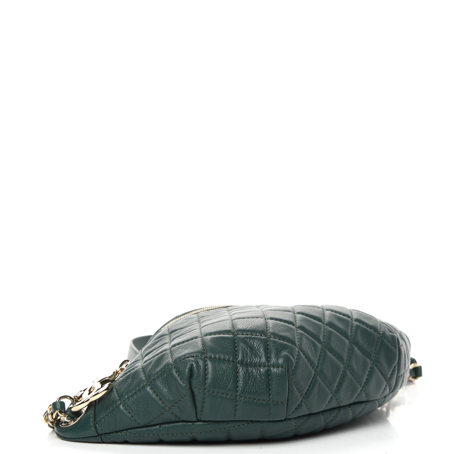 Chanel Calfskin Quilted Banane Waist Bag Fanny Pack Dark Green 4 of 12
