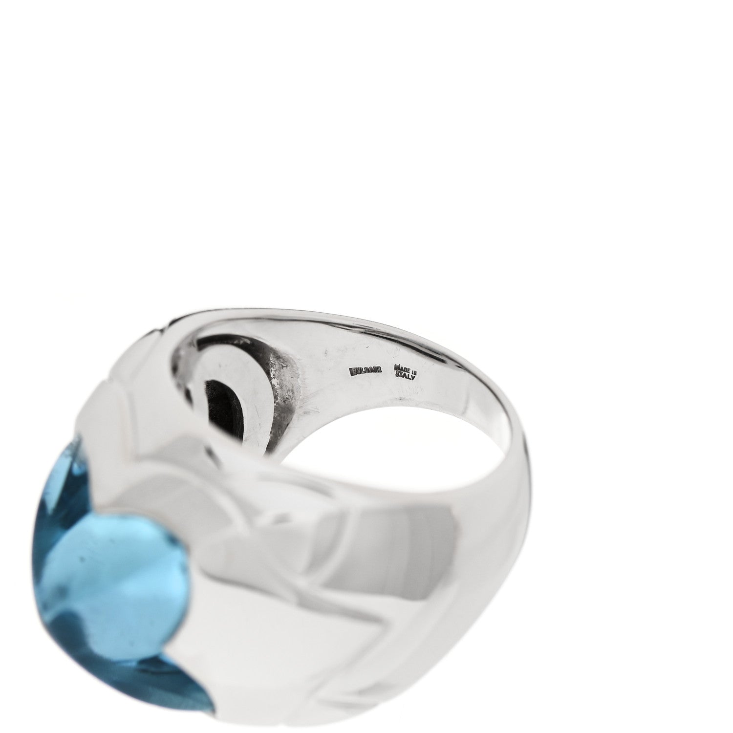 Bulgari 18K White Gold Blue Topaz Piramide Ring 54 6.75 5 of 6