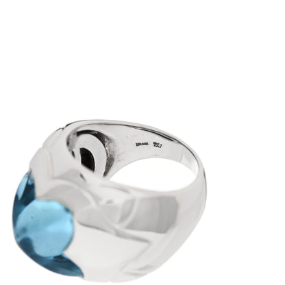 Bulgari 18K White Gold Blue Topaz Piramide Ring 54 6.75 5 of 6
