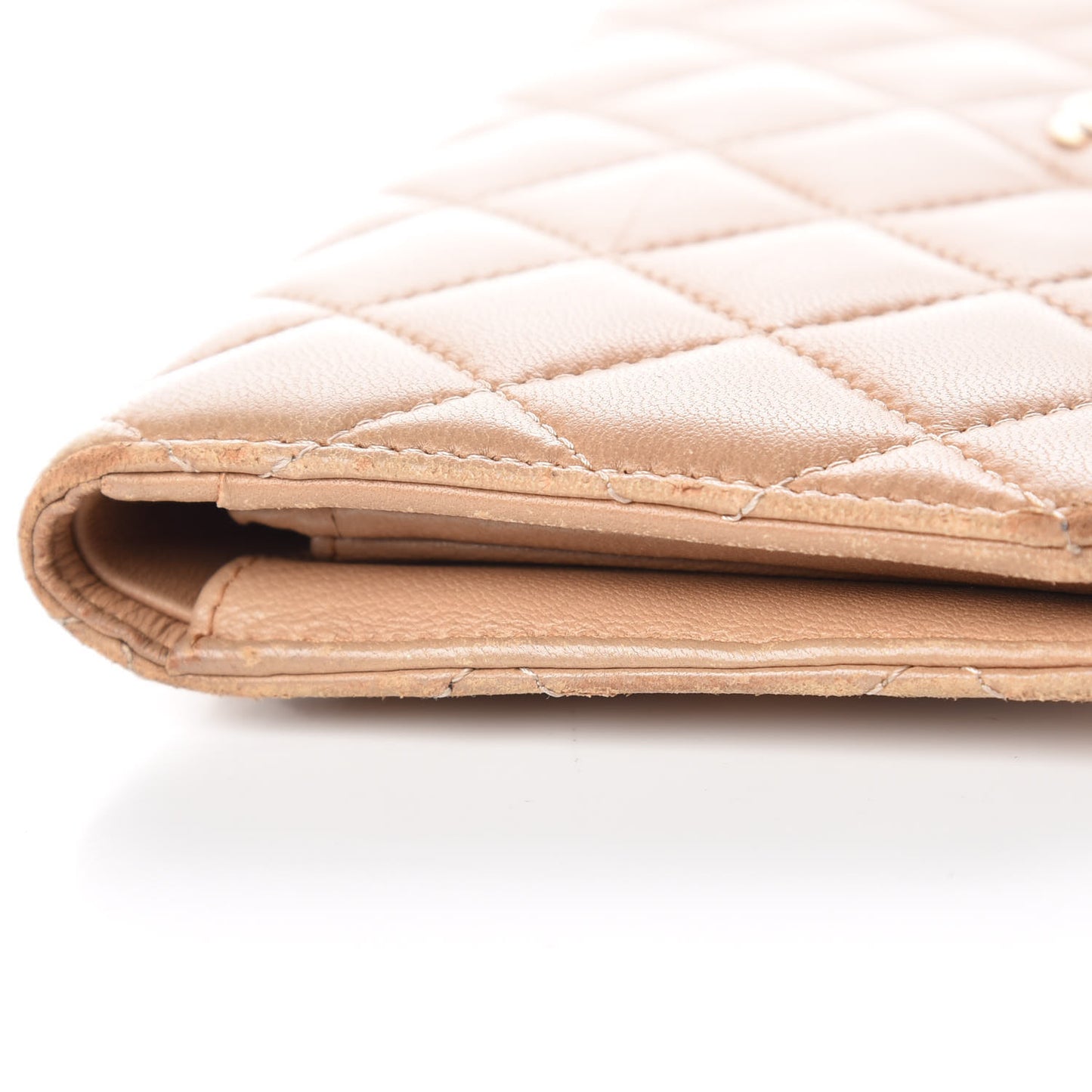 Lambskin Quilted Yen Wallet Beige