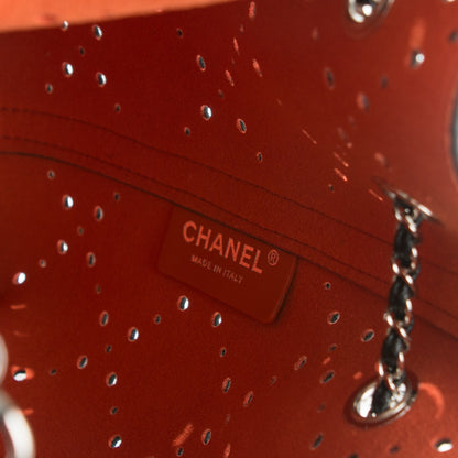 Chanel Caviar Perforated Drawstring CC Bag Black Orange 15 of 16