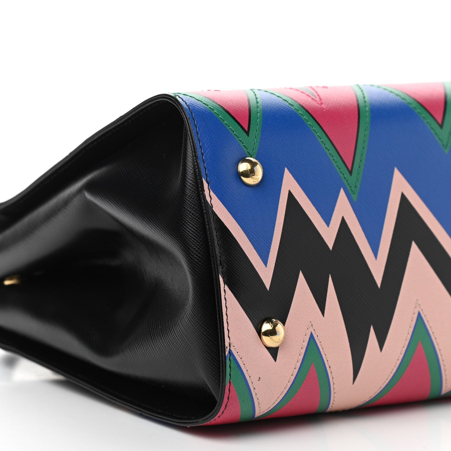 Salvatore Ferragamo Saffiano Zig Zag Beky Tote Black Multicolor 9 of 11