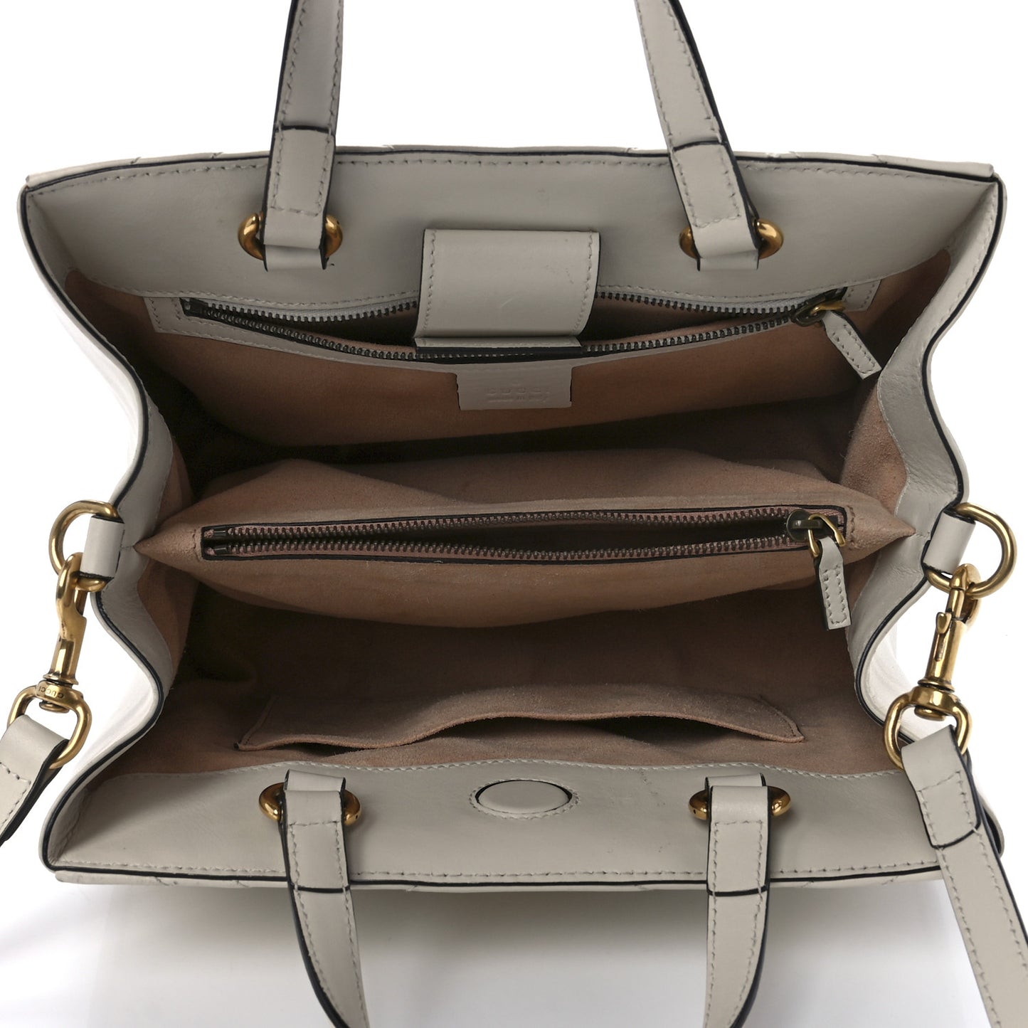 Calfskin Matelasse Small GG Marmont Tote White