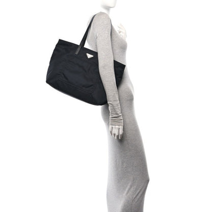 Prada Tessuto Nylon Saffiano Shopping Tote Black 2 of 10