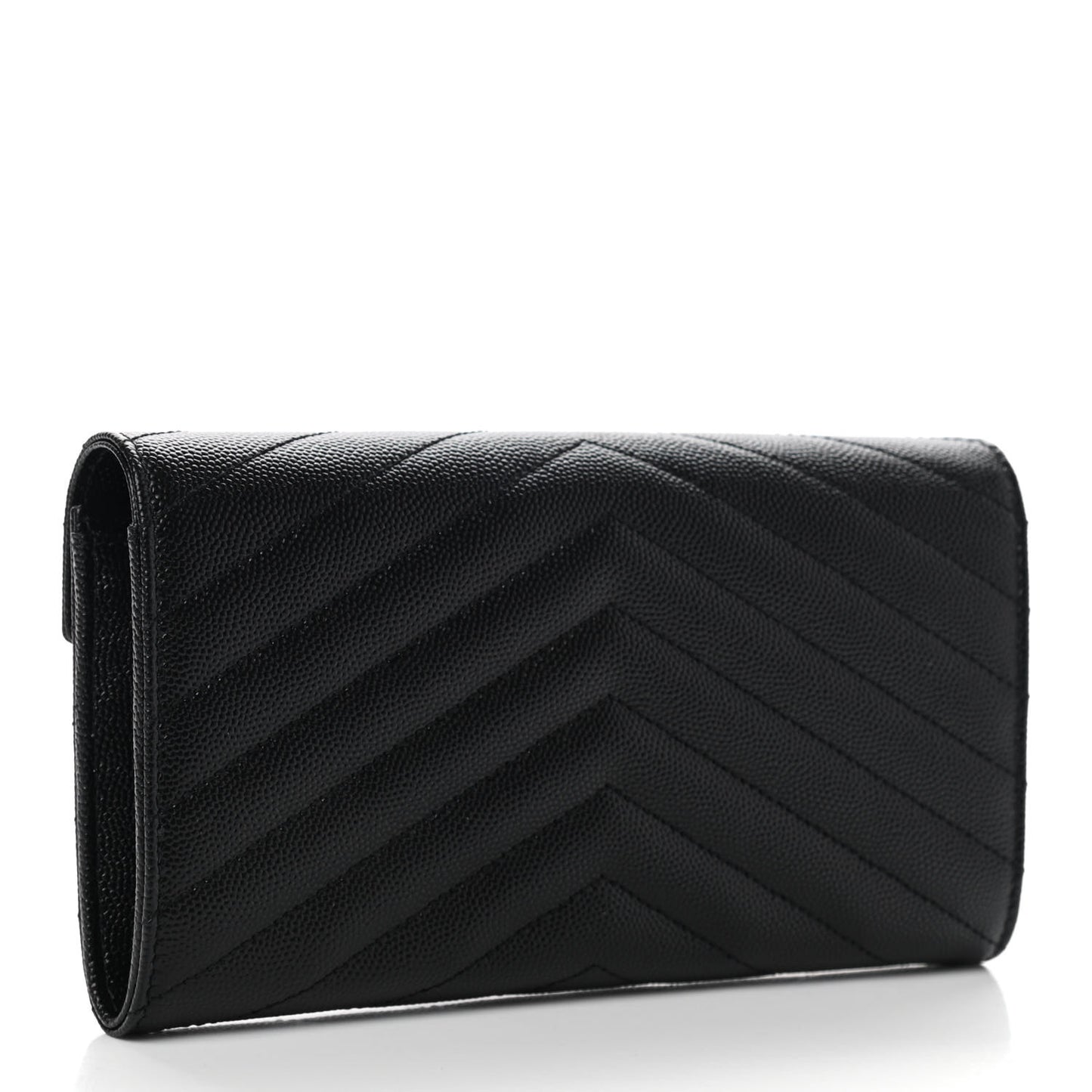 Grain De Poudre Matelasse Chevron Monogram Flap Wallet Black
