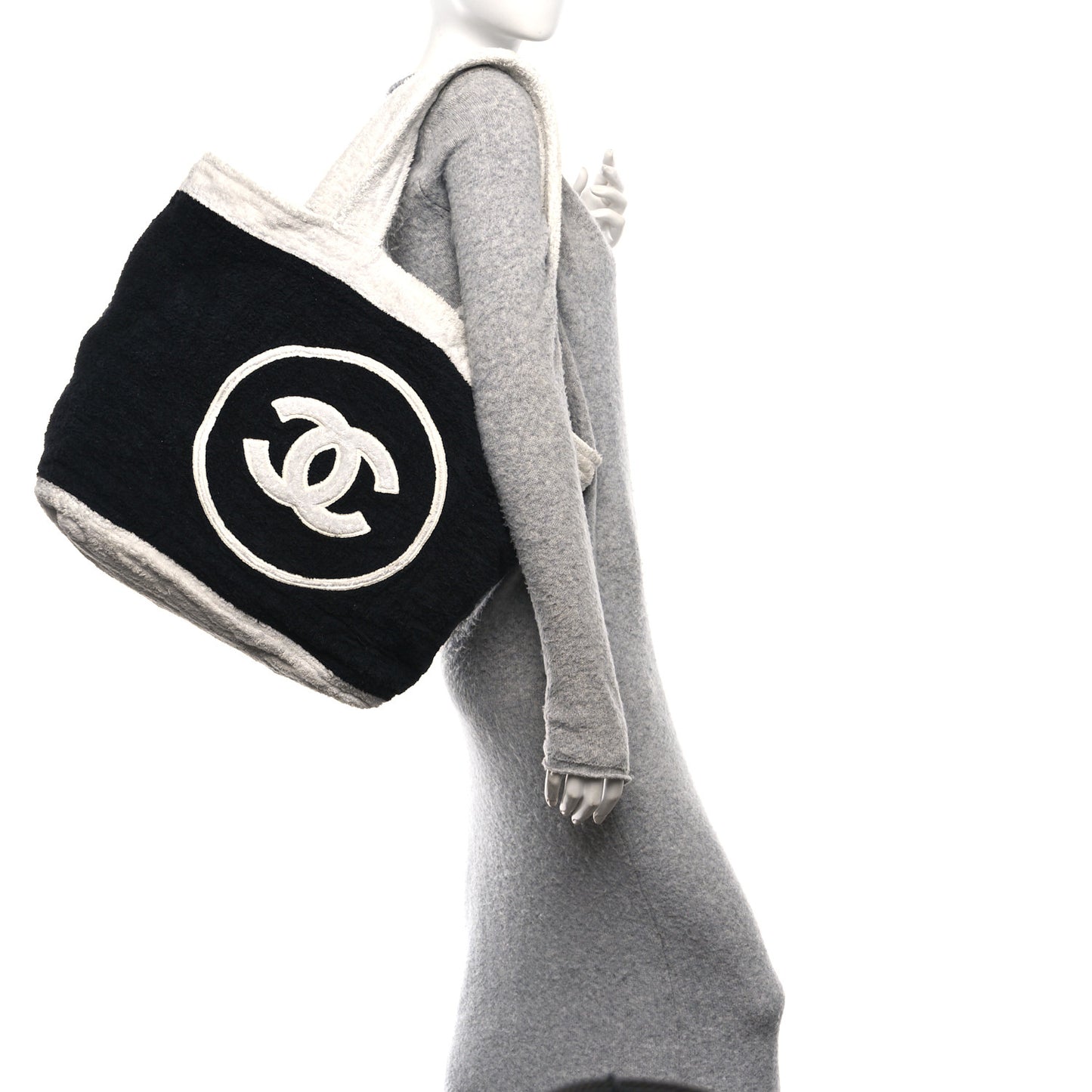 Terry Cotton CC Beach Tote Towel Set Black White