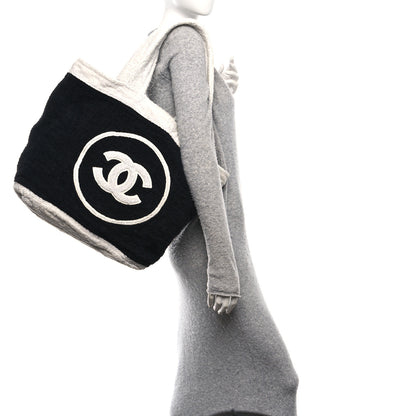 Chanel Terry Cotton CC Beach Tote Towel Set Black White 2 of 12