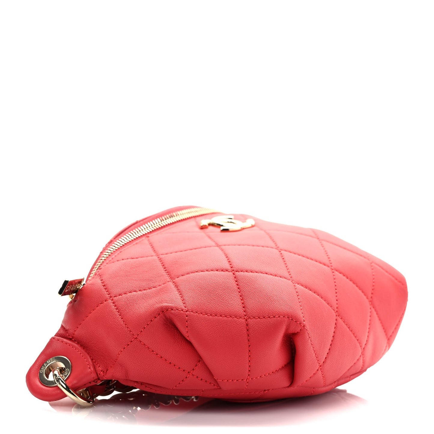 Lambskin Quilted Resin Bi-Color Waist Bag Fanny Pack Red
