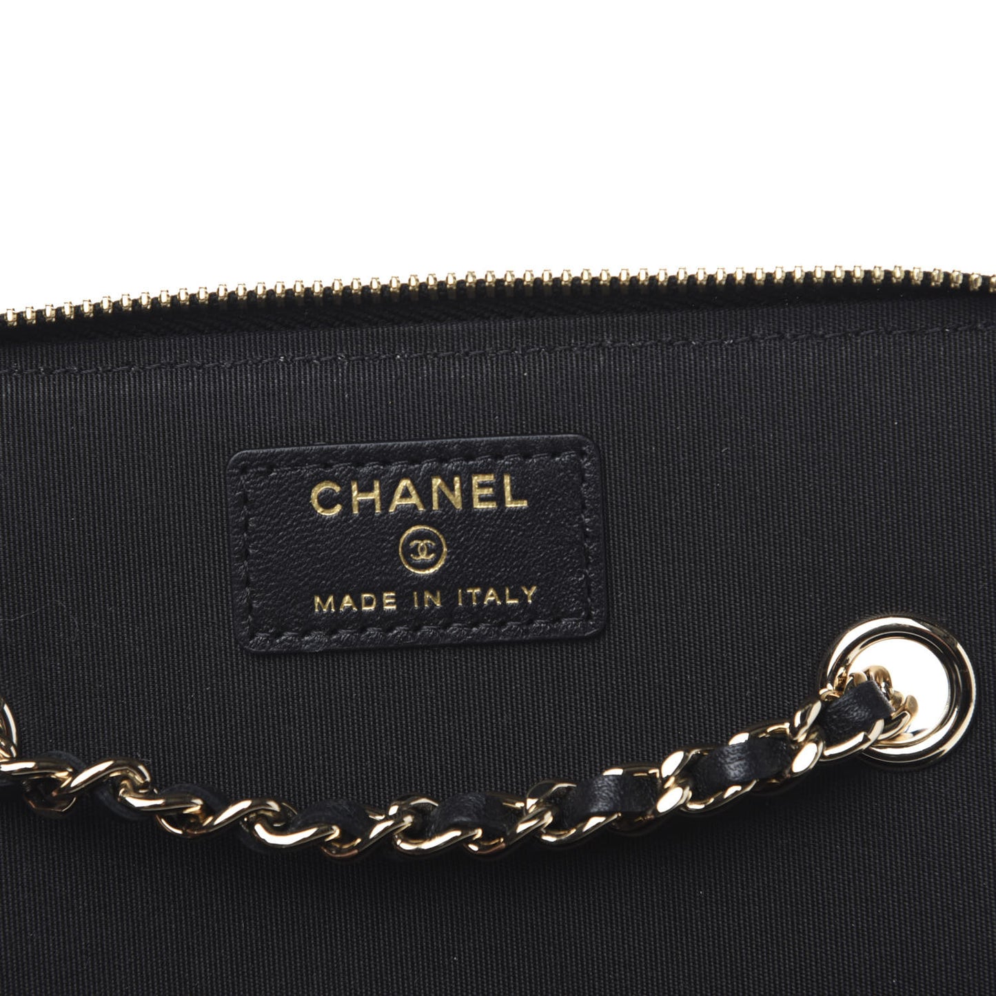 Raffia Jute Striped Small Vanity Case With Chain Black Beige