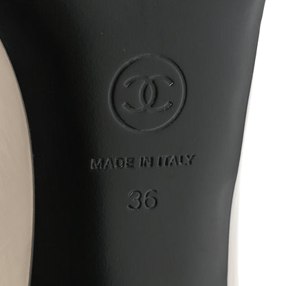 Chanel Shiny Goatskin Cap Toe Mary Jane Pumps 36 Grey Dark Grey 6 of 9