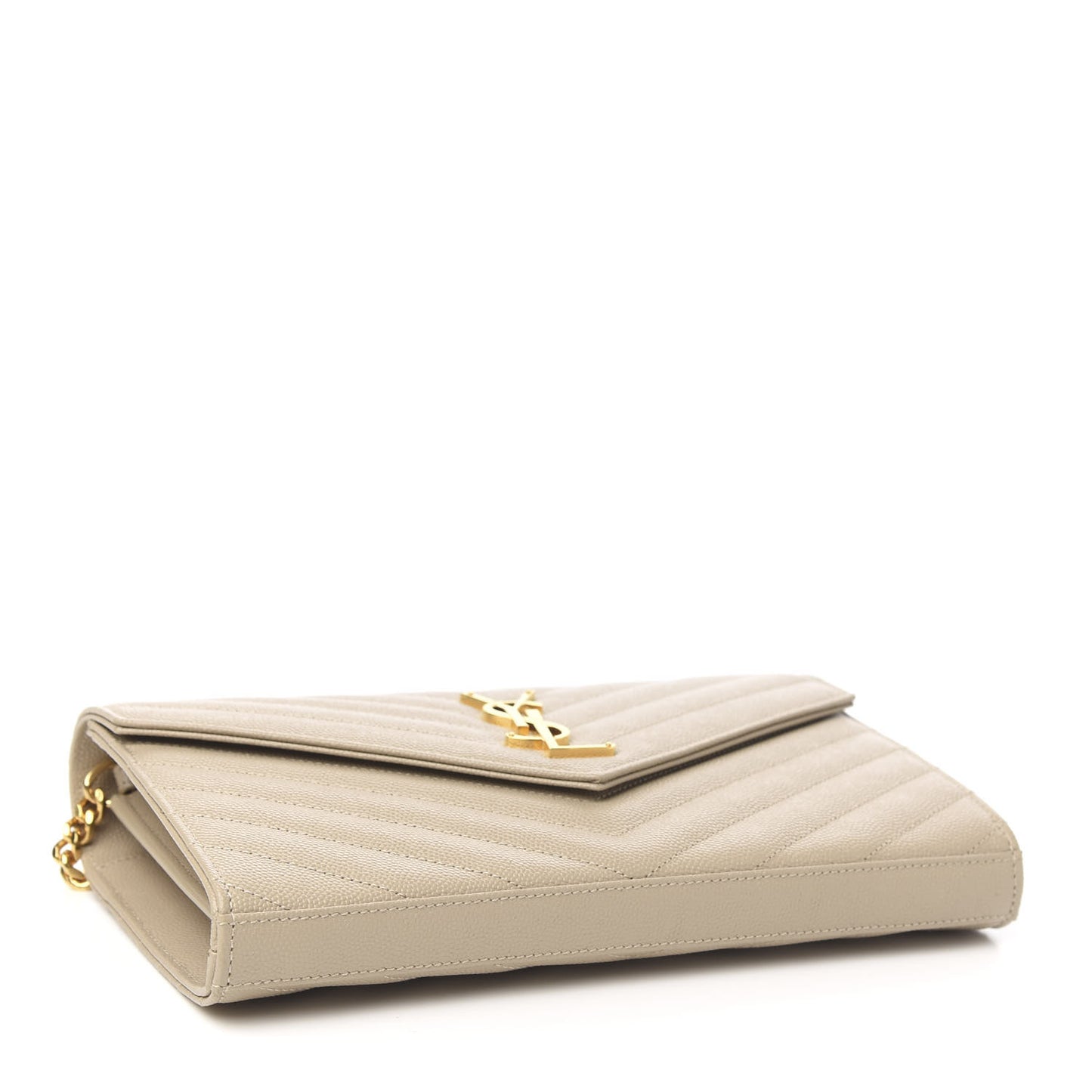 Grain De Poudre Matelasse Monogram Chain Wallet Sea Salt