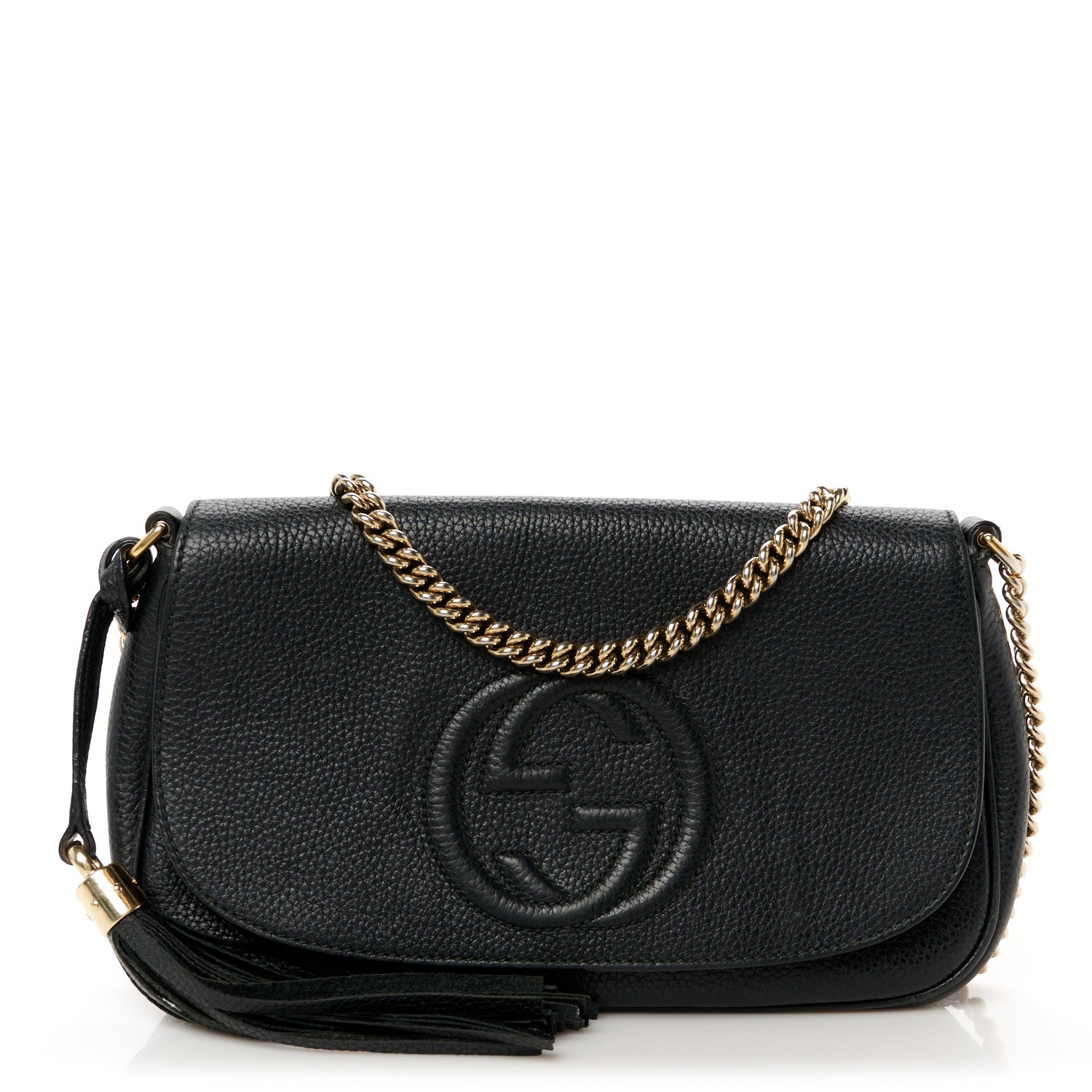 Gucci Pebbled Calfskin Medium Soho Flap Crossbody Black 1 of 11