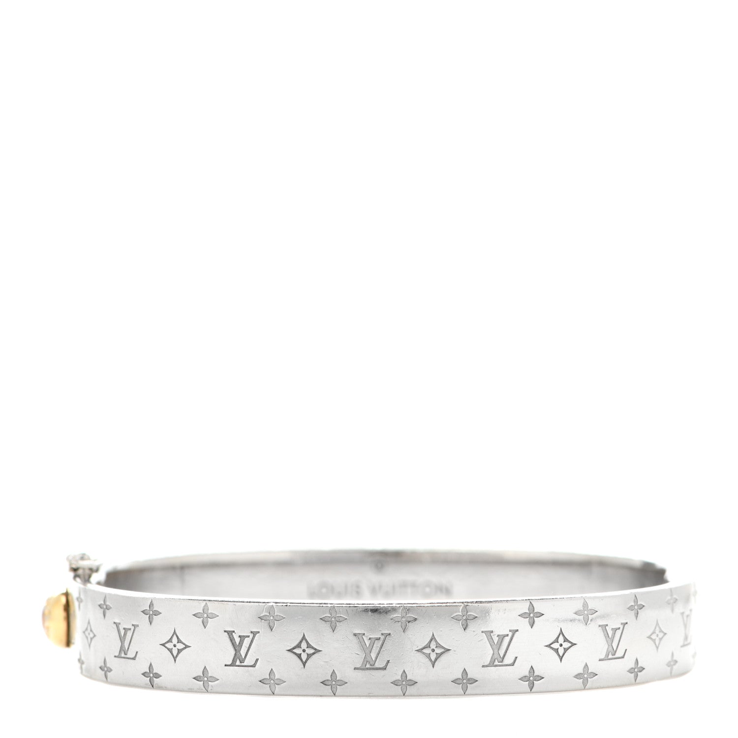 Louis Vuitton Brass Palladium Plated Nanogram Cuff M Silver 1 of 6