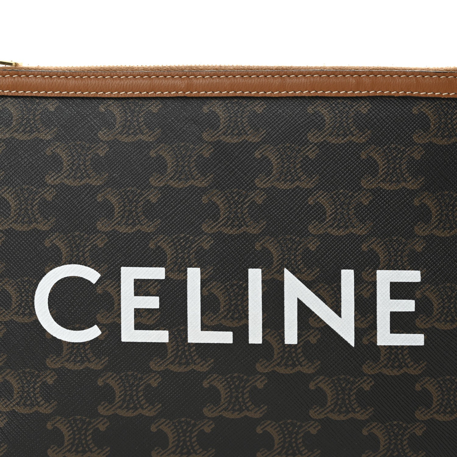 Celine Triomphe Canvas Lambskin Small Pouch Tan 8 of 9