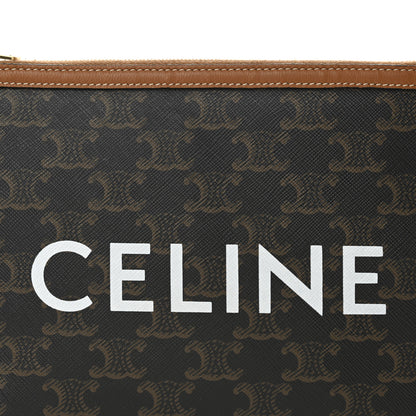 Celine Triomphe Canvas Lambskin Small Pouch Tan 8 of 9