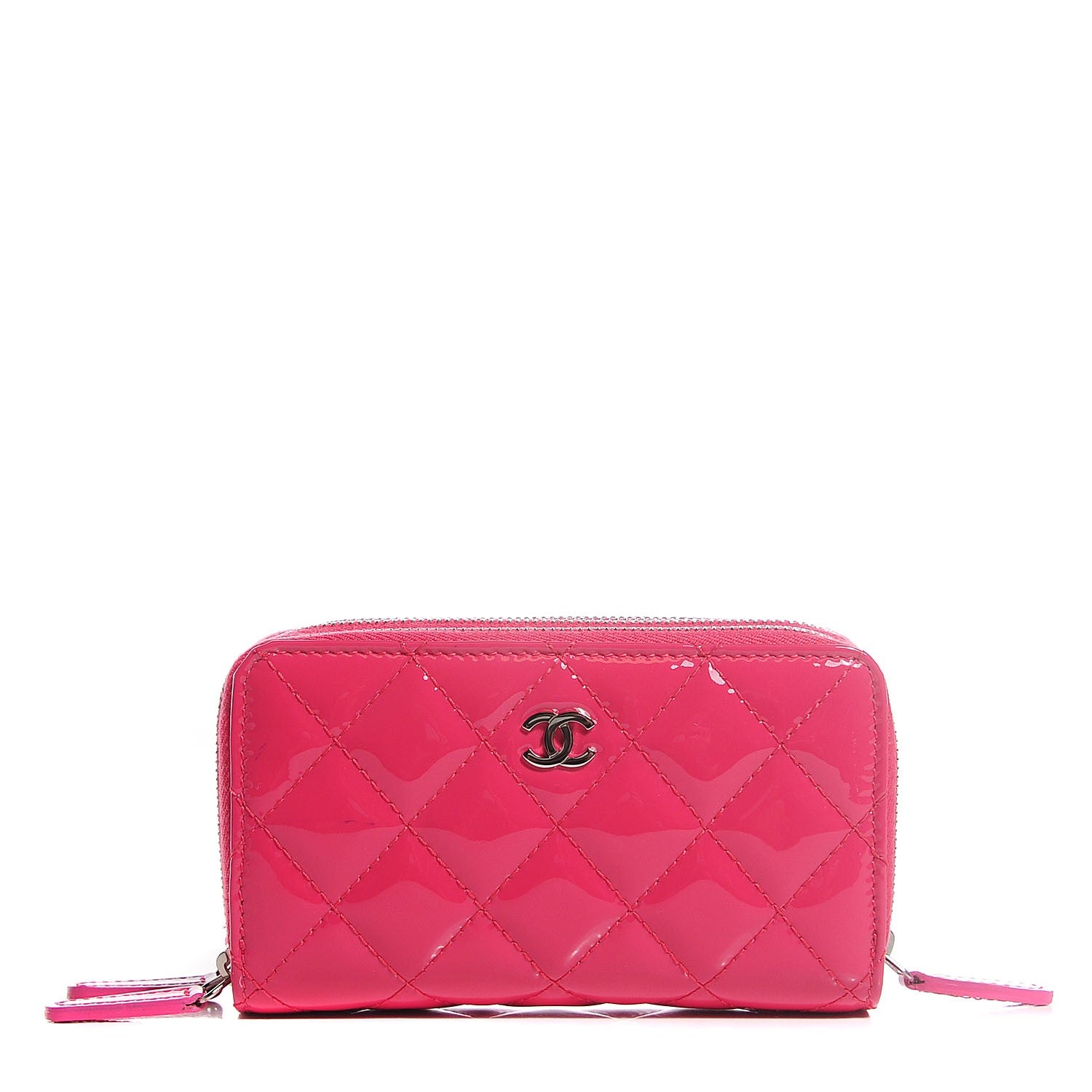 Chanel Patent Calfskin Quilted Zip Around Phone Holder Pink 1 of 8