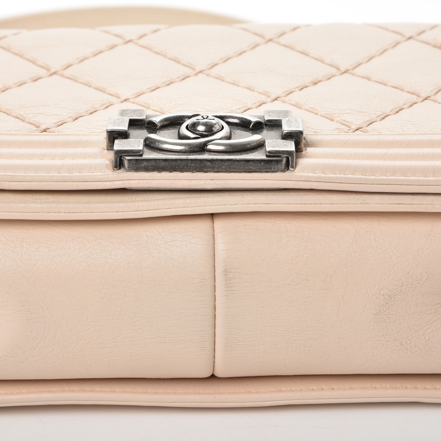 Chanel Calfskin Quilted Double Stitch Medium Boy Flap Beige 13 of 13