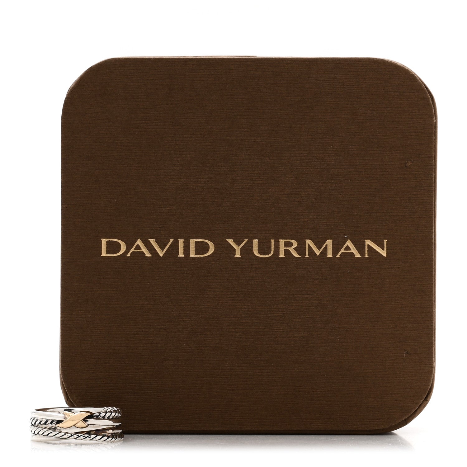 David Yurman Sterling Silver 18K Yellow Gold 6mm X Crossover Ring 54 6.75 5 of 5