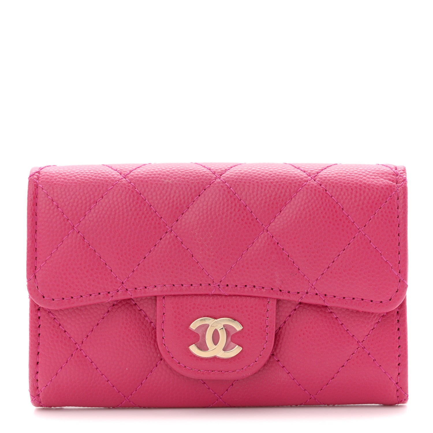 Chanel Caviar Quilted Flap Card Holder Wallet Dark Pink 1 of 7