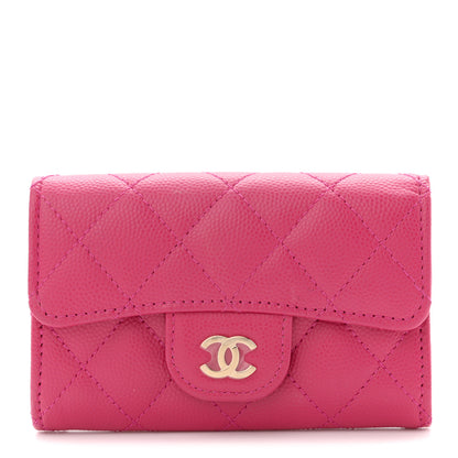 Chanel Caviar Quilted Flap Card Holder Wallet Dark Pink 1 of 7