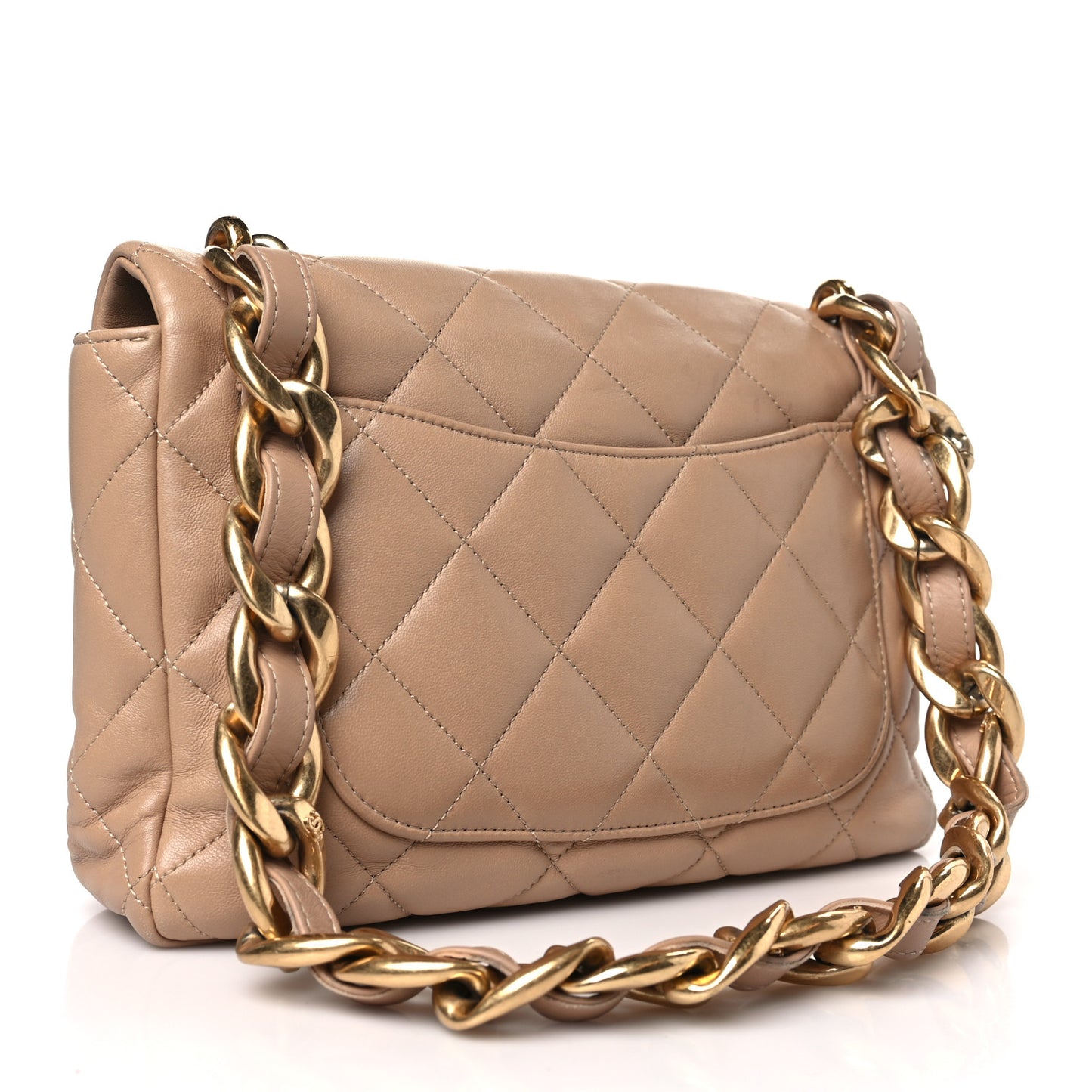 Lambskin Quilted Large CC Funky Town Flap Beige